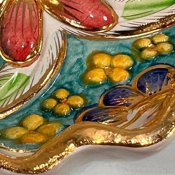 Vtg HAND PAINTED H BEQUET Quaregnon BELGIUM MAJOLICA BOWL Wall Hanging 8" READ - Picture 3 of 14